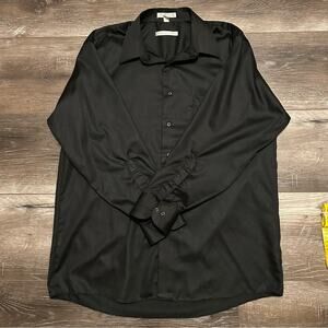 Geoffrey Beene men’s collar shirt, black, size large, button down, wrinkle free